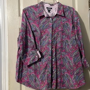 Chaps Elbow Length Sleeve No Iron Button up Shirt